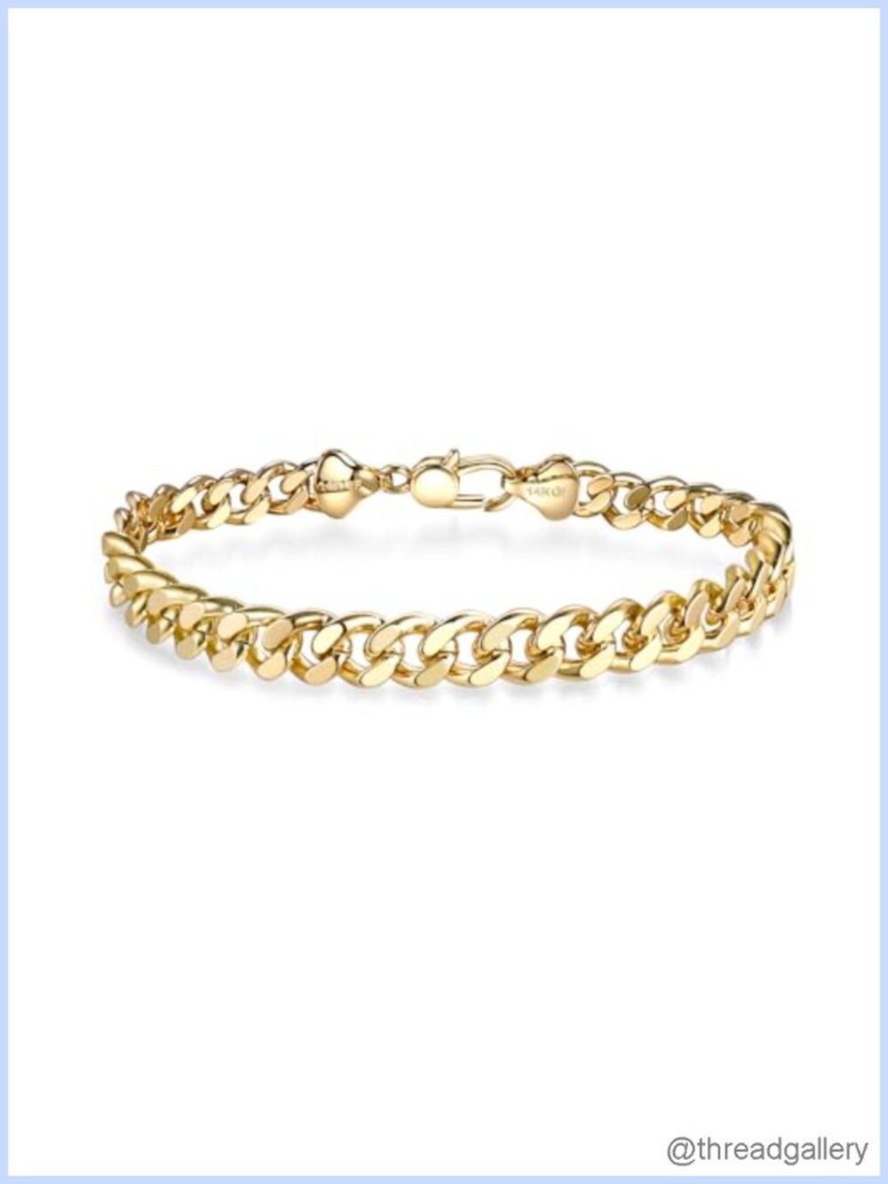 14K Gold Cuban Link Bracelet Diamond-Cut Hypoallergenic 6mm
